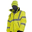 Majestic Glove 75-1300 PU Coated Polyester High Visibility Bomber Jacket with Fix Quilted Liner, Medium, Yellow