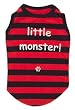 K9 Little Monster Stripey Dog T-shirt In Tin, Red/ Black, Large