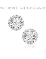 1.07ct. Natural White Sapphire Earrings with 28 pave dia. 0.35ct. total.