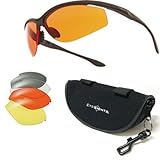 Live Eyewear EyeSights Safety Goggles Sunglasses Sports Shooting Glasses Graphite Colored Frame with Gray, Yellow, Orange, and Clear Interchangeable 4 Lens Set