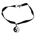 Hip Mall Black Velvet Choker Necklace w/ Enamel Ying & Yang Charms Pendant