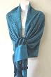 70% Pashmina 30% Silk Paisley Self-Design Shawl / Wrap / Stole - Turquoise Black