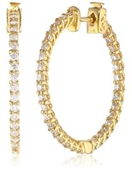 14kt Yellow Gold Diamond Inside and Outside Lucida Set Hoops, 2 Cttw (H-I Color, SI2-I1Clarity)
