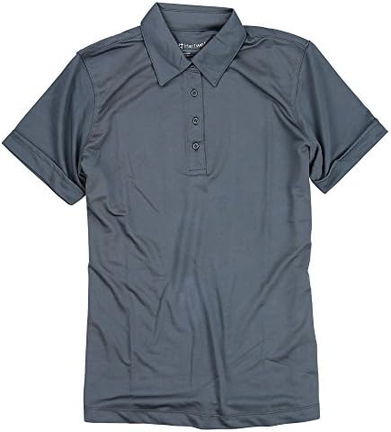 Hartwell Women's Lightweight Solid Sport Polo Shirt (Grey, Medium)