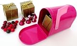 Pink Mailbox Filled With Cinnamon Milk Chocolate M&M Candies & Cherry Cordial Hershey Kisses In Gift Boxes