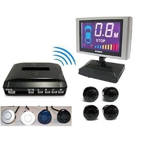 15m 15 Meters Range Wireless Rear Car Reverse Reversing parking Senbsor 4 sensors & LCD dispaly (Black)