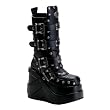 5 Inch Wedge Boots Platform Gothic Boots Straps Buckles Studs