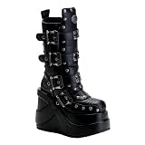 5 Inch Wedge Boots Platform Gothic Boots Straps Buckles Studs