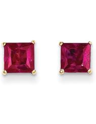 MadiK® 14k Yellow Gold Polished 5mm Square Ruby Post Earrings