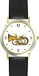 Tenor Horn, Euphonium or Tuba Musical Instrument - Music Theme - WATCHBUDDY&reg; DELUXE TWO-TONE THEME WATCH - Arabic Numbers - Black Leather Strap-Size-Large ( Men's Size or Jumbo Women's Size )