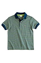Boy's Fine Stripe Pique Polo with Solid Rib Trim