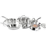 T-fal C798SC64 Ultimate Stainless Steel Copper-Bottom 12-Piece Cookware Set, Silver