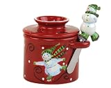 Butter Bell Skating Snowman Crock with Matching Spreader and Holder