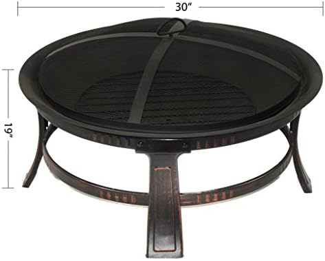 HIO 30-Inch Outdoor Wood Burning Portable Round Black Fire Pit With Cover For Backyard And Patio