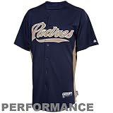 MLB Majestic San Diego Padres Batting Practice Performance Jersey - Navy Blue-Gold (Large)