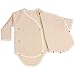 Niteo Baby Organic Cotton Kimono Onesie Bodysuit Long Sleeve with Side Snaps, Light Brown, 9-12M