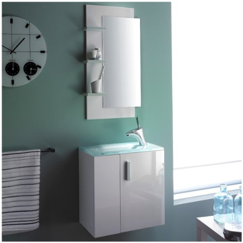 Badmöbel Set TOP Waschbecken & Spiegel Aquamarine