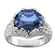 14K White Gold Iolite and Diamond Ring