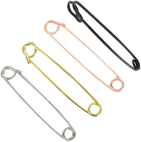 Made in USA 4 Set Safety Style 2 1/2" Collar Pin Mens Black Silver Rose Yellow Gold Tone Ky and Co