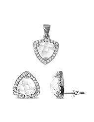 925 Sterling Silver Sets With Cubic Zirconia - Clear - Stone: Clear