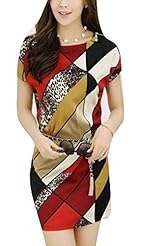 Chiffon Summer Leopard Print Striped Print  Dress