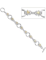 Sterling Silver Silver Bracelet Bracelet Ss Fashion Toggle Bracelet W 14K Accent