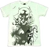 BATMAN RUNNING DUAL IMAGES White Soft Woven Cotton Tee Licensed
