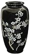 Simple Beautiful Gift Idea for Her Mother Woman - 14" Japanese Plum Blossoms on Black Decorative Porcelain Flower Vase