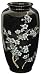 Best Simple Beautiful Gift Idea Her Mother Mom - 14" Japanese Plum Blossoms on Black Decorative Porcelain Flower Vase