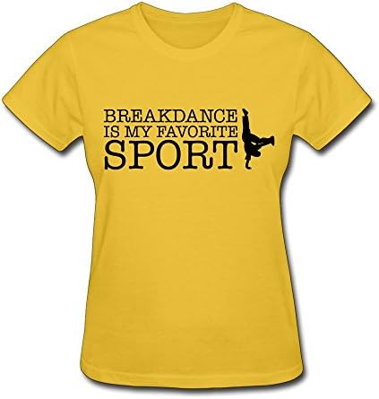 PTCY Design Women's Tshirts Fashion Breakdance Sport US Size XS Gold