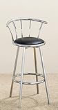 Set of 2 29"H Retro Black Swivel Chrome Barstools