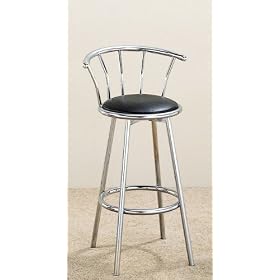 Set of 2 29H Retro Black Swivel Chrome Barstools by AtHomeMart