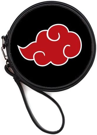 LaHuo Custom Design Japan Anime Naruto Akazuki Logo Women Make Up Bag Personality Round Makeup Bag Coin Purse