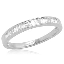 14k White Gold Channel Set Baguette Diamond Band (1/4 cttw, I-J Color, I2-I3 Clarity)