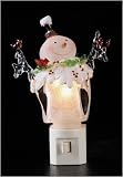 Pack Of 6 Snowman Bubble Night Lights With Cardinal