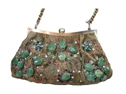 10080 Beaded Handmade Hobo Bag purse Olive Green