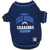 Officially Licensed by the NFL - San Diego Chargers Dog Football Tee Shirt - Medium