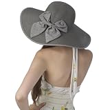 Luxury Lane Women’s Gray Floppy Sun Hat with Bow