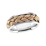 14K Rose and White Gold Handwoven Wedding Band For Men and Women - Size 9.5