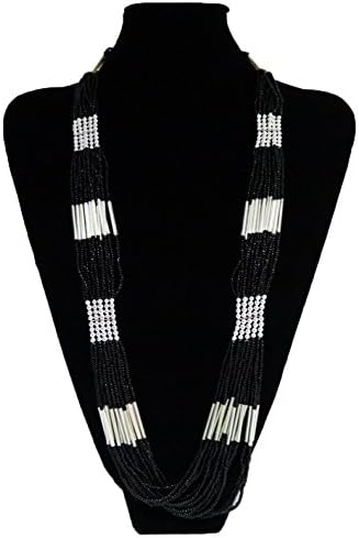 NP Thainess's Fashion Long Necklace Statement Retro Boho Style (Black)