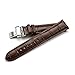 iStrap 24mm Genuine Leather Watch Band Padded Deployant Croco Strap for Men Women - Brown 24