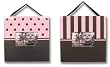 Trend Lab Striped and Dot Two Picture Frame Set in Brown/Pink