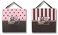 Trend Lab Striped and Dot Two Picture Frame Set in Brown/Pink