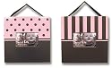 Trend Lab Striped and Dot Two Picture Frame Set in Brown/Pink