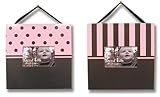 Trend Lab Striped and Dot Two Picture Frame Set in Brown/Pink