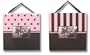 Trend Lab Striped and Dot Two Picture Frame Set in Brown/Pink