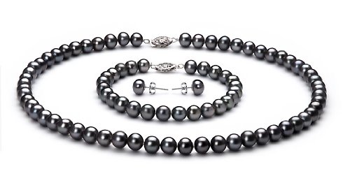 Black 6-7mm AA Freshwater Pearl Set 16 inch