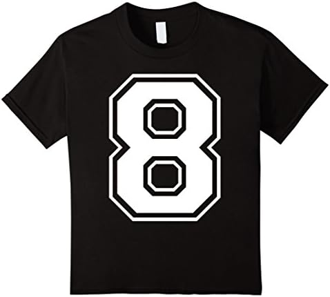 Kids Number 8 Eight 8th Birthday College Athletic T-Shirt 8 Black