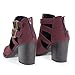Round Toe Dual Buckle Side Cut Out Block Stacked Heel Ankle Bootie