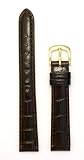 Ladies' Alligator Grain Leather Watchband Brown 14mm Short Watch Band
